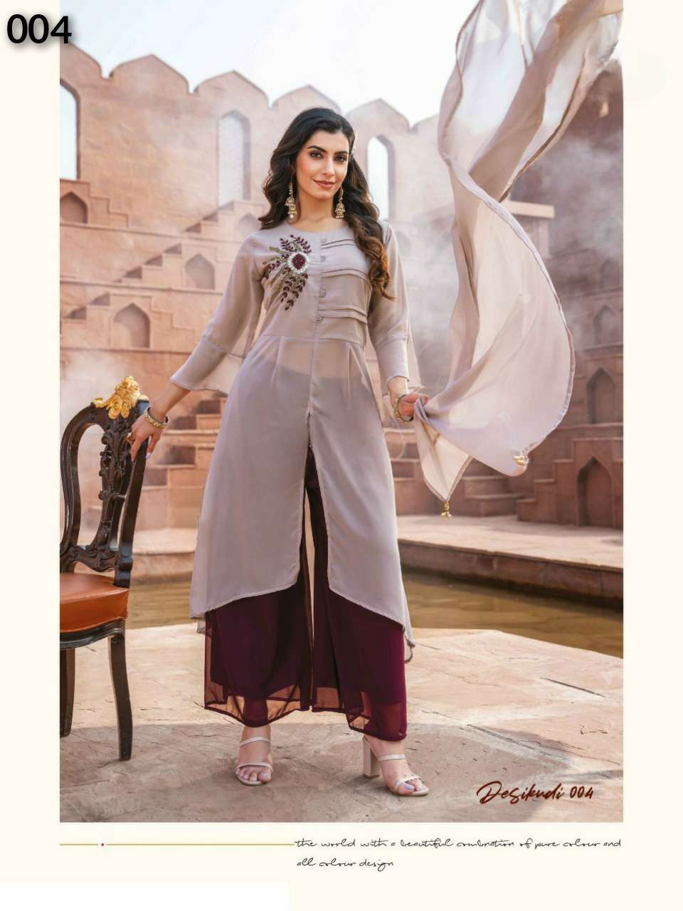 S3forever-Desi Kudi-Handwork-Zardosi-Fox-Georgette-Kurti- Bottom-Dupatta-004